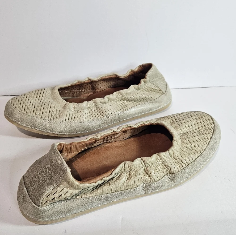 L'amour Des Pieds Womens Leather Ballet Slip-On Flats 8.5 Tan Textured Boho Chic - Picture 10 of 11
